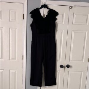 SHEIN Black Lace Trim Jumpsuit